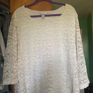 CJ Banks 3/4 Sleeve lace top with undershirt.